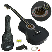 38&quot; Full Size Adult Acoustic Guitar Beginner Black Child Gigbag Strap Tuner - £67.13 GBP