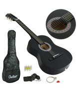 38&quot; Full Size Adult Acoustic Guitar Beginner Black Child Gigbag Strap Tuner - £66.04 GBP
