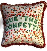 Pillow Cue The Confetti Fringes Orange Red Teal Teen Party Hobby Lobby NEW Toss - £17.01 GBP