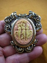 (CM36-18) THREE MUSES Graces Faith Hope Charity pink CAMEO pendant JEWELRY - $525.40 MXN