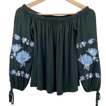 American Eagle Womens XS Bohemian Floral Stretchy Knit Shirt Black Blue - £13.86 GBP