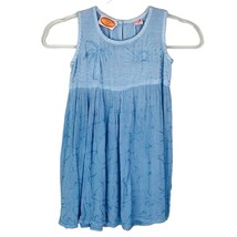 Raya Sun Girls Dress 5X S Blue Embroidery Sleeveless New - $19.00