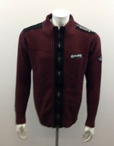 Rawcraft Full Zip Ribbed Sweater Men’s Size Large Burgundy Long Sleeve Mock Neck - £9.30 GBP