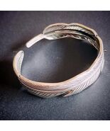 S9999 Silver Filled Vermeil Feather Cuff Bangle | Thai Vintage Trend | U... - €197,61 EUR