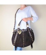 Gucci Runway Brown Suede Babouska Large Fringe Studded Tote - $699.00