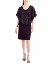 CONNECTED Women&#39;s Embellished Cape-Overlay Dress Aubergine Size 8 $79 - £26.90 GBP