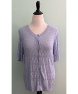 Talbots Cardigan Sweater Size XL Blue Half Sleeve Open Knit Lightweight ... - $451.60 MXN