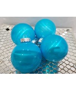 Gorgeous Turquoise 3.5" Christmas Plastic Ornaments Set of 4 - £17.67 GBP