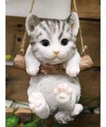 Ebros Gray Striped Tabby Kitten Macrame Branch Hanger 5.5&quot;H with Jute St... - $492.62 MXN
