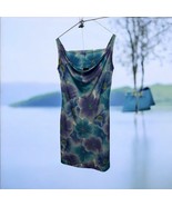 Aura Floral Sun Dress Size M Purple Blue Flowers Drape Neckline- Sleeveless - $498.45 MXN