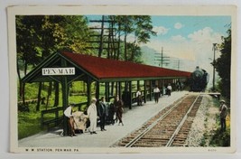 PA Pen-Mar Pennsylvania W. M. Station and Passengers Postcard S17 - £7.18 GBP