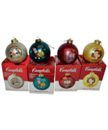 Vtg Campbell’s Soup Kids Christmas ball Ornaments 1999 2000 2001 2002 4pc - £11.65 GBP