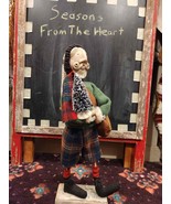 Unique Signed Folk Art of Sweatered St. Nick 18&quot; Figure - $192.01 CAD