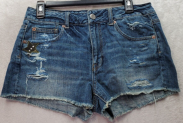 American Eagle Outfitter Shorts Women&#39;s Size 8 Blue Denim High Rise Distressed - £21.70 GBP