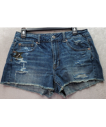 American Eagle Outfitter Shorts Women&#39;s Size 8 Blue Denim High Rise Dist... - £21.89 GBP