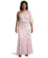 Adrianna Papell Dusted Petal One Shoulder Beaded Plus Size Evening Gown ... - $351.79 CAD