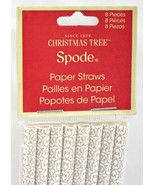 Spode Paper Straws Christmas Tree Design Tan White 7-3/4&quot; Holiday Straws... - $4.70