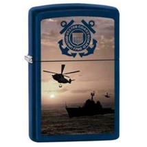 Zippo Lighter - USCG Helicopters &amp; Ship Blue Matte - 854705 - $30.56