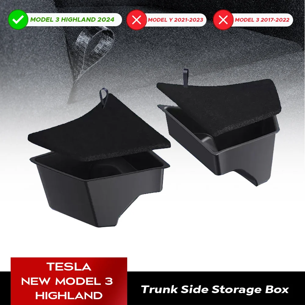 For 2024 Tesla Model 3 highland Rear Trunk Left Side Storage Box with Cover Tail - £29.41 GBP+