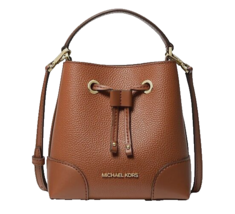 New Michael Kors Mercer Small Drawstring Pebble Leather Bucket Bag Luggage - £68.07 GBP