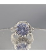 Estate Style CZ Ring Silver Tone Milgrain Halo Band Open Work Hearts Size 7 - $743.65 MXN