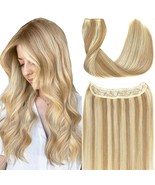 RECOOL Wire Hair Extensions Real Human Hair Balayage Light Blonde 12&quot; 65g - $35.63