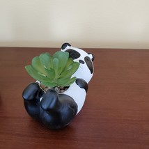 Panda Animal Planter with Faux Succulent, Cement Pot and Artificial Plant, 4" image 2