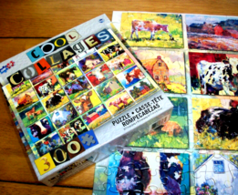 Jigsaw Puzzle 300 Large Pieces Cows Farms Barns Colorful Collage Art Com... - £10.30 GBP