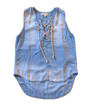 NWoT Cloth &amp; Stone Blue Chambray Lace-up High Low Sleeveless Popover Tank Top S - £22.52 GBP