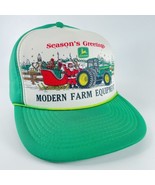 John Deere Christmas Seasons Greetings Snapback Trucker Farm Hat Cap VTG... - £63.41 GBP