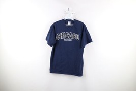 Vintage Mens Medium Faded Spell Out Chicago Navy Pier Short Sleeve T-Shirt Blue - £19.10 GBP