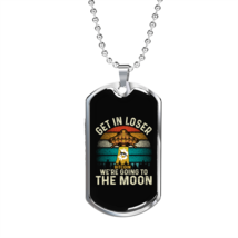 To the Moon   Necklace Stainless Steel or 18k Gold Dog Tag 24&quot; Cha - £38.16 GBP+