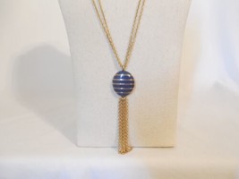 Charter Club 23&quot; Erwin Gold Tone Blue Enameled Pendant Tassel Necklace F509 $69 - £24.09 GBP