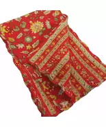 C&amp;F Carleton Floral Red Quilted Reversible Scalloped Table Runner - $32.00
