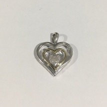 14k Yellow Gold &amp; Sterling Silver Diamond Heart Pendant - $50.00