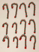 VTG Hand Beaded Pipe Cleaner Candy Cane Ornaments  Decorations Red Green 12 Pcs  - £5.58 GBP