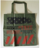 Shopping Tote Bag Green 14in Tall Home of the Free Because of the Brave - $10.84 CAD