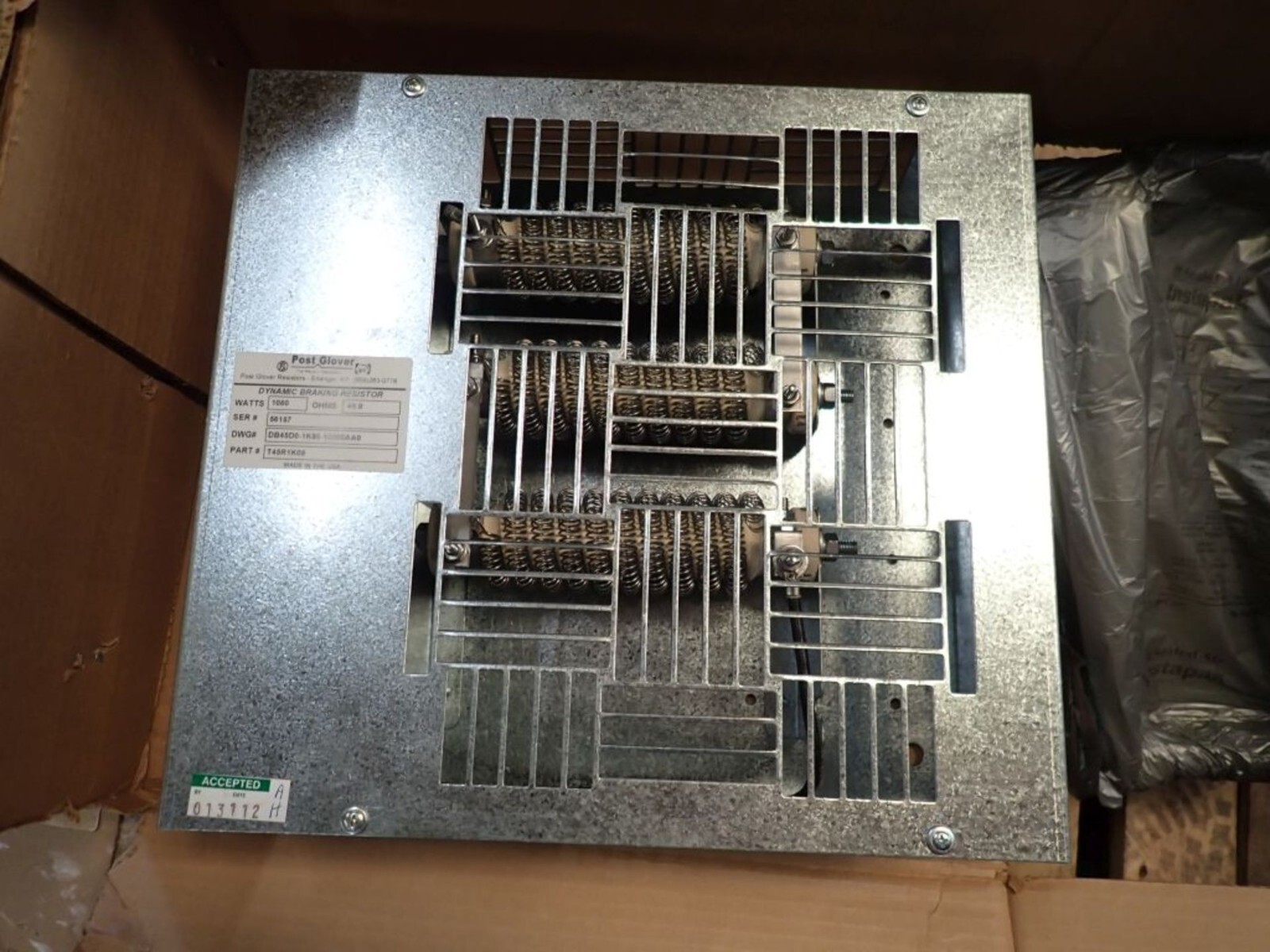 POST GLOVER T45R1K08 1080 WATTS 45.0 OHMS DYNAMIC BRAKING RESISTOR NEW NIB $249 Item image 3