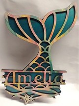 Personalized Mermaid Tail name plaque wall hanging sign – two laser cut ... - £27.97 GBP