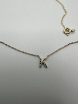 Vintage Gold Over Sterling Silver &quot;K&quot; Diamond Necklace 17-19 inches - £25.26 GBP
