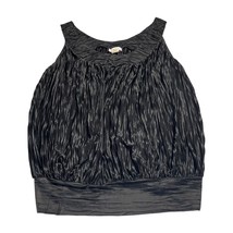 Dressbarn Women Tunic Top Women&#39;s 1X Black Polyester Satin Scoop Neck Pl... - £17.81 GBP