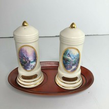 Thomas Kinkade 2005 Salt &amp; Pepper Set w/ Stand Home and Heart Collection... - £19.78 GBP