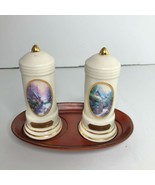 Thomas Kinkade 2005 Salt &amp; Pepper Set w/ Stand Home and Heart Collection... - £19.73 GBP