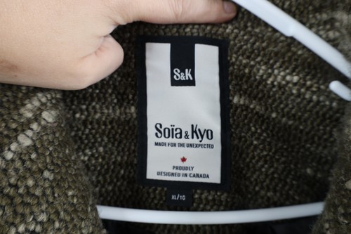 Soia & Kyo Womens Size XL Wool Blend Tweed Asymmetrical Zip Winter Jacket Brown Item image 6