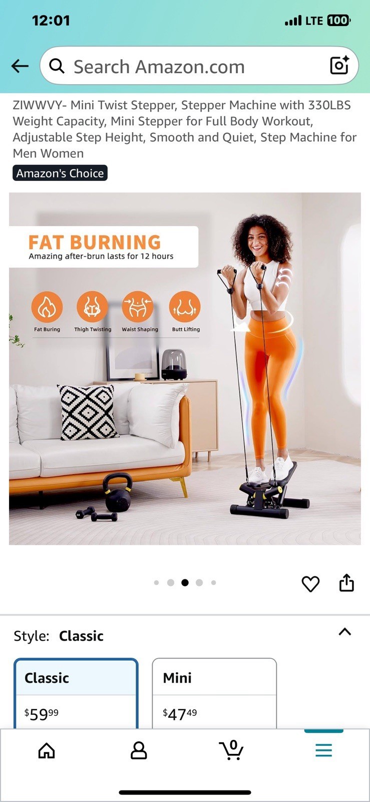 Twist Stepper for Exercise at Home, Mini Stair Stepper with Resistance Bands Item image 3