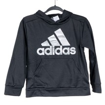 Adidas Logo Hoodie Sweatshirt S 8 Youth Boys New Black Graphic AA7678 Pullover - $19.66