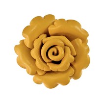 Enchanted Colorful Yellow Rose Blossom Genuine Leather Brooch or Pin - £9.42 GBP