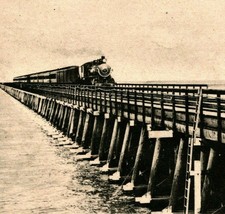 Great Salt Lake Utah Lucin Cutoff Railroad Bridge Train 1908 Vtg Postcard O12 - £7.85 GBP