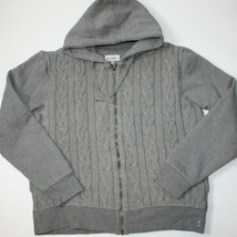 Le Chateau Men&#39;s Gray Cable Knit Sweater Hoodie with Side Pockets size L - £7.98 GBP