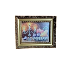 Cross Stitch Wall Hanging, Vintage Picture, Hand Embroidered Picture Still Life, - £69.98 GBP